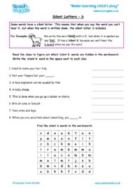 Worksheets for kids - silent-letters-b